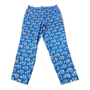 J.Crew Easy Pull On Print Pants Blue Floral Elastic Waist Lines Women’s Size 12
